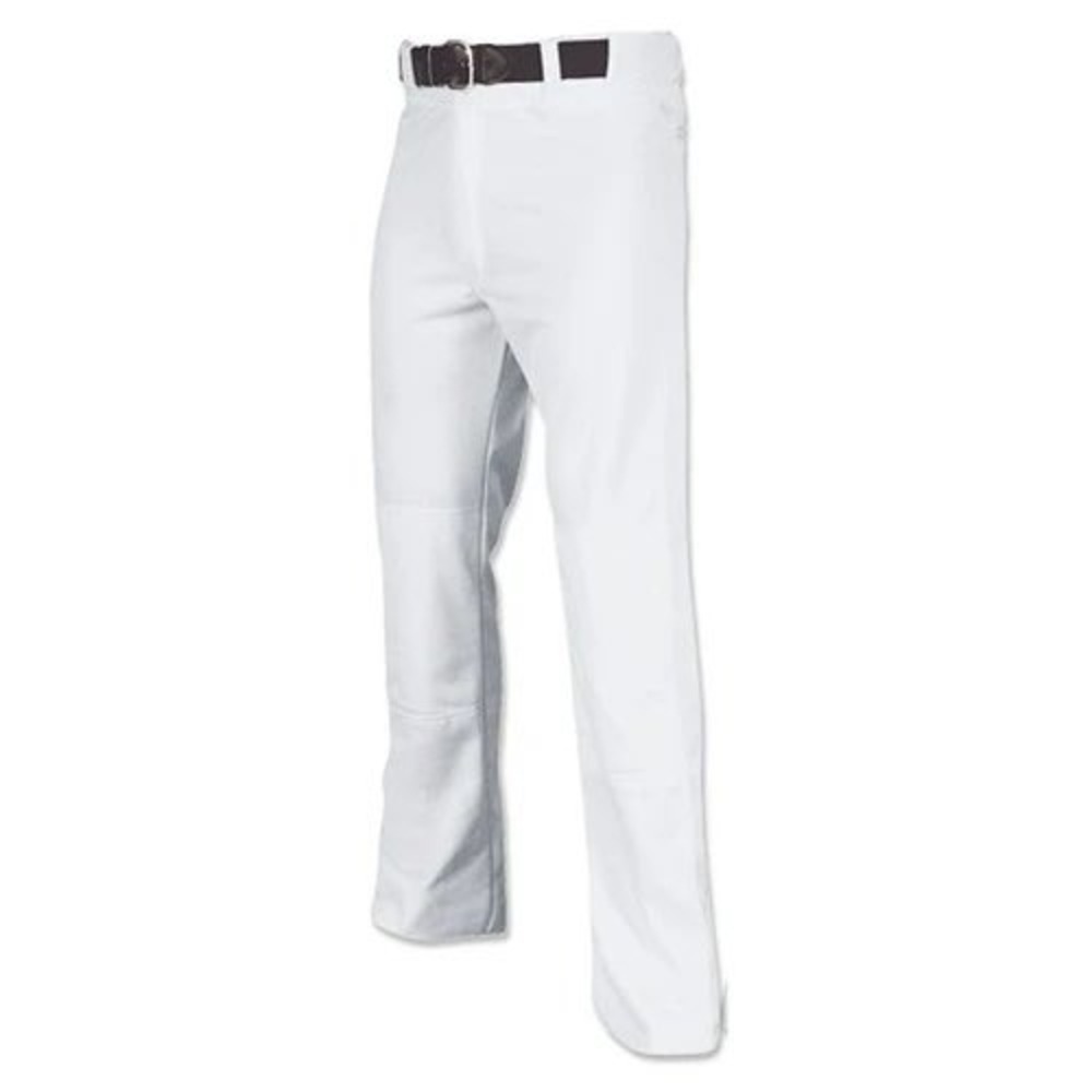Champro Mens White Open Bottom Baseball Pants Loose Fit Adjustable Inseam S